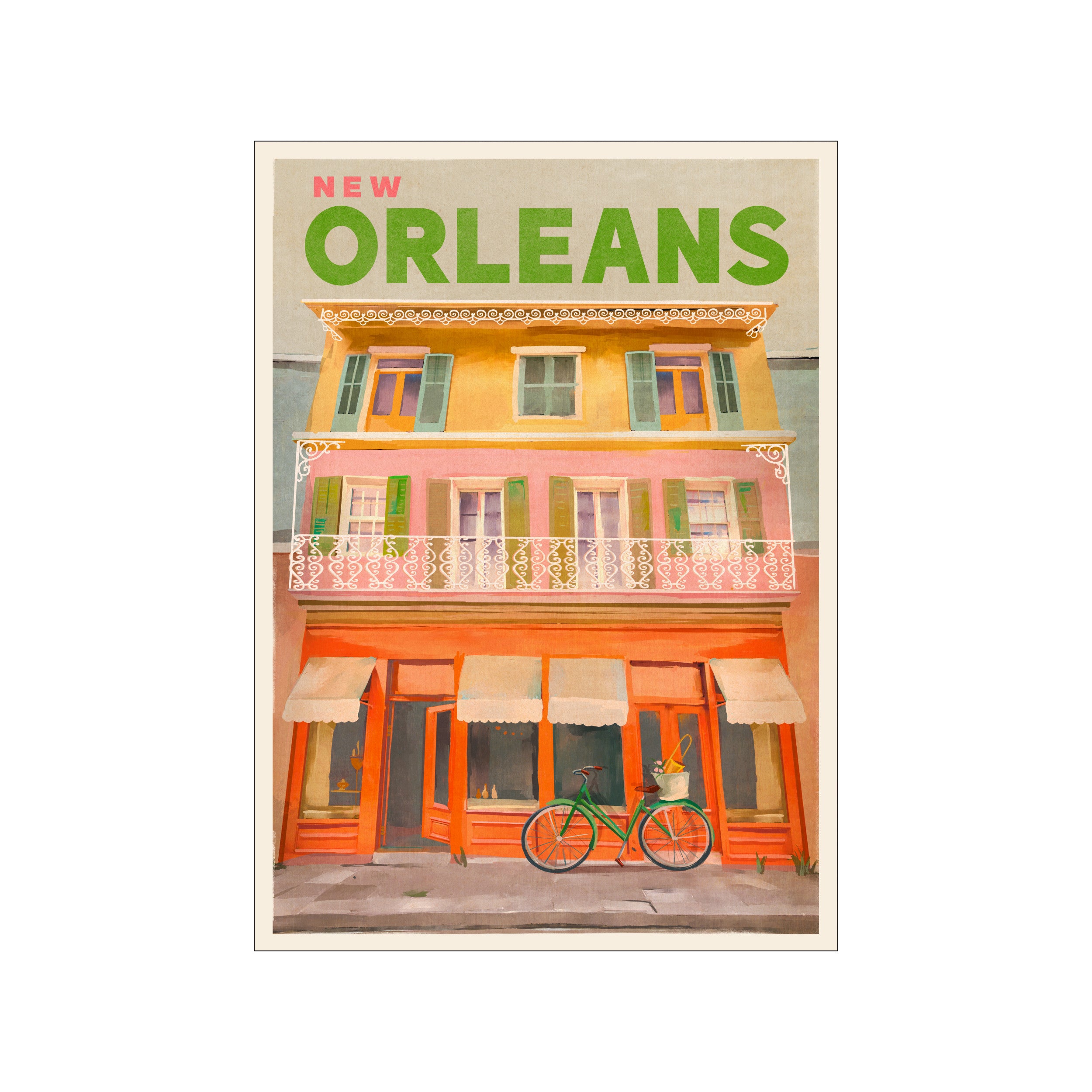 1950 Wood Frame Vintage Poster ポスター New Orleans Louisiana Vintage Travel Poster – Poster & Frame Art Group