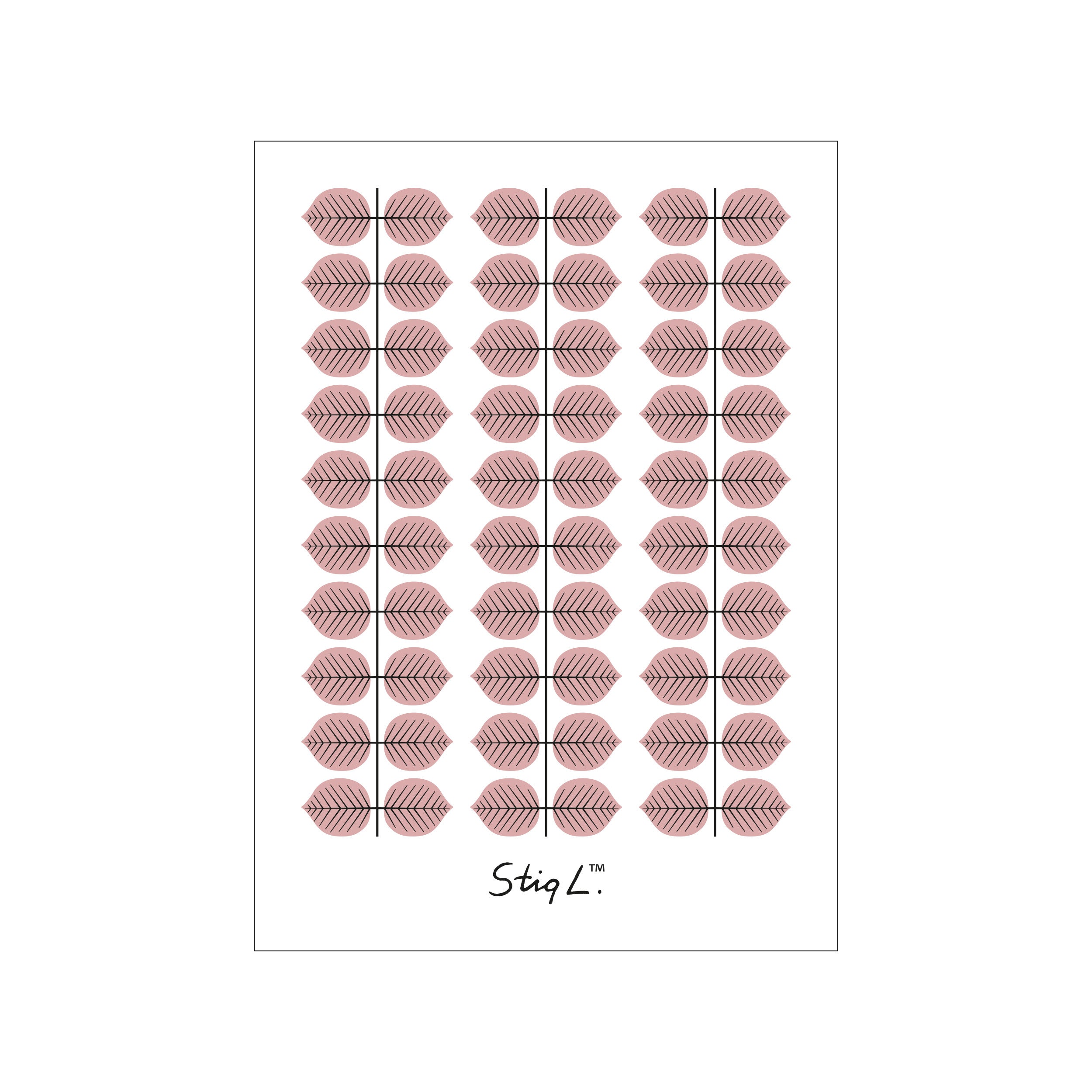 Berså Pink Leaf Pattern – Poster & Frame Art Group