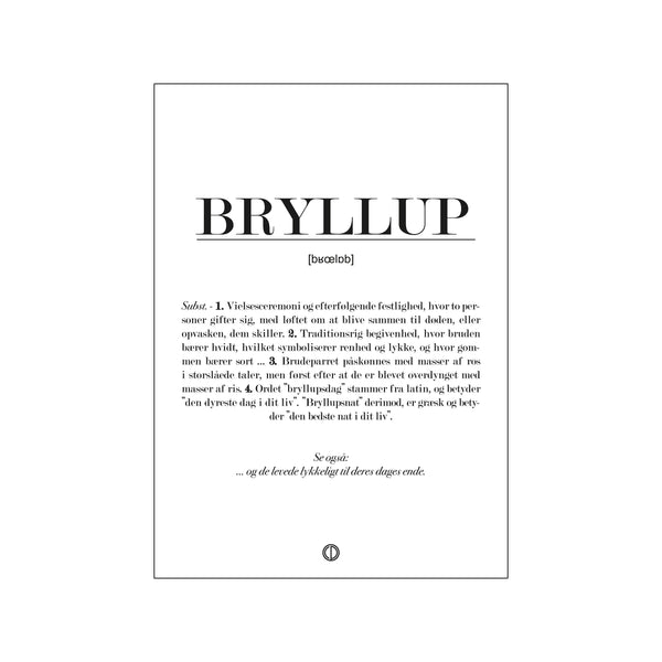 Bryllup - Definition — Art print by Definition from Poster & Frame