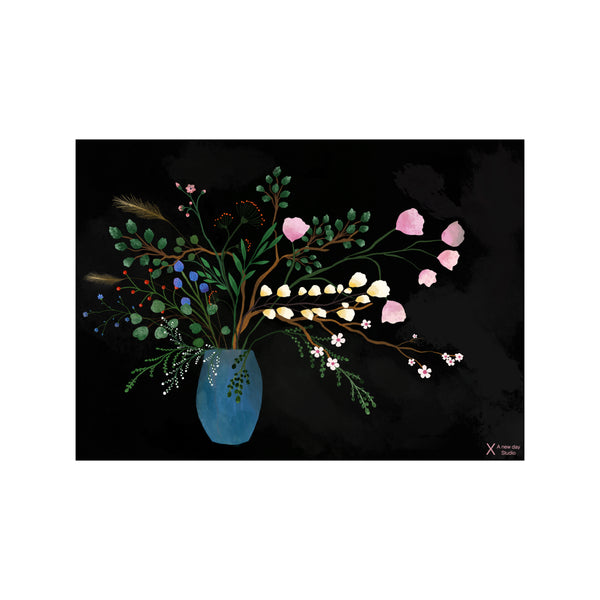 Midnight Bouquet — Art print by A New Day Studio from Poster & Frame