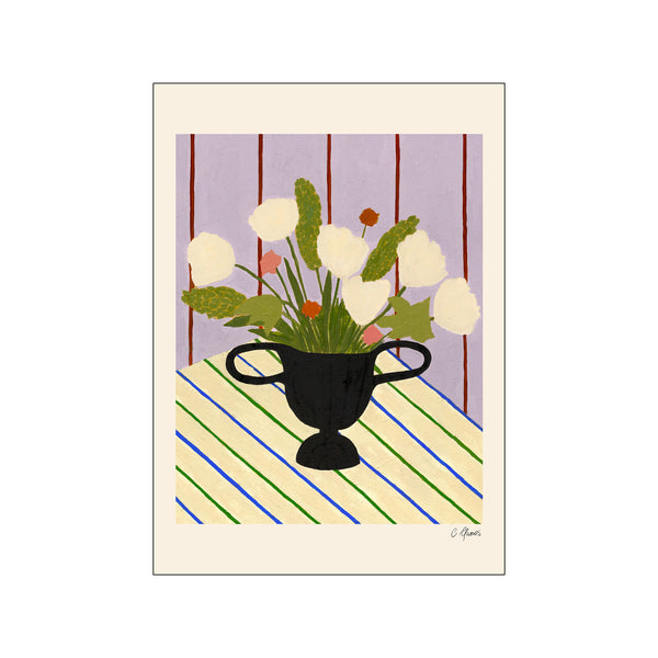 Flowers on Striped Cloth — Art print by The Poster Club x Carla Llanos from Poster & Frame