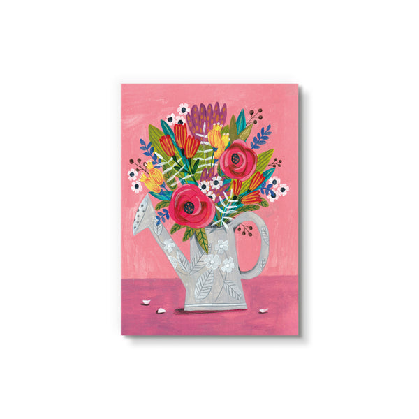 Watering Can with Flowers - Art Card
