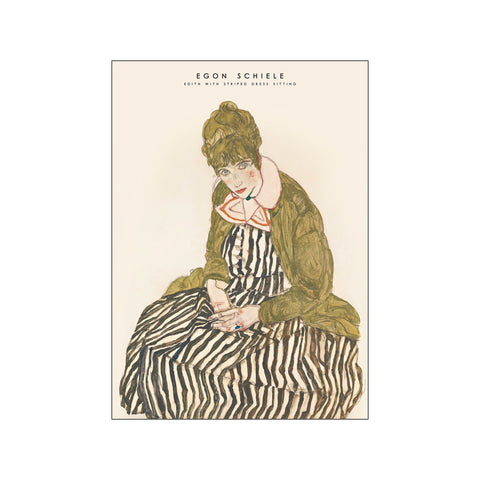 Egon Schiele - Edith in striped dress — Art print by Egon Schiele x PSTR Studio from Poster & Frame