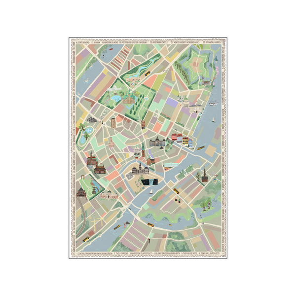 Emma Forsbergs Map of Copenhagen with text — Art print by Emma Forsberg from Poster & Frame