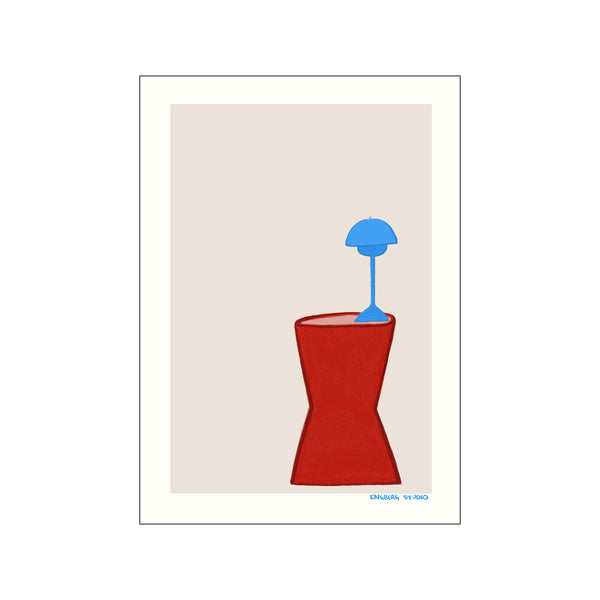 Blue lamp on a red table — Art print by Engberg Studio from Poster & Frame