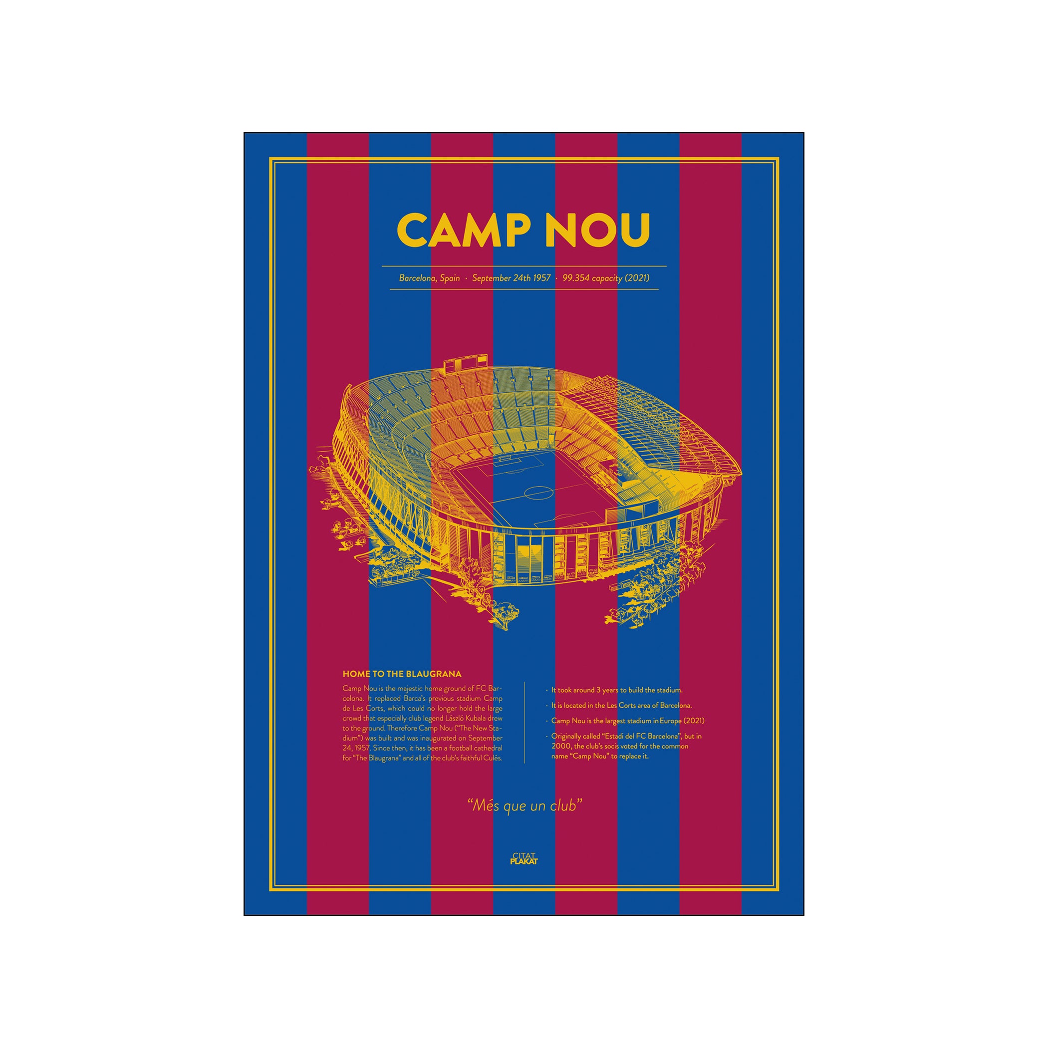 Camp Nou — FC Barcelona (Color) Poster & Frame Art Group