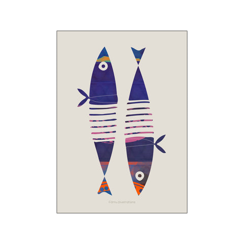 Fishes, blue — Art print by Fōmu illustrations from Poster & Frame