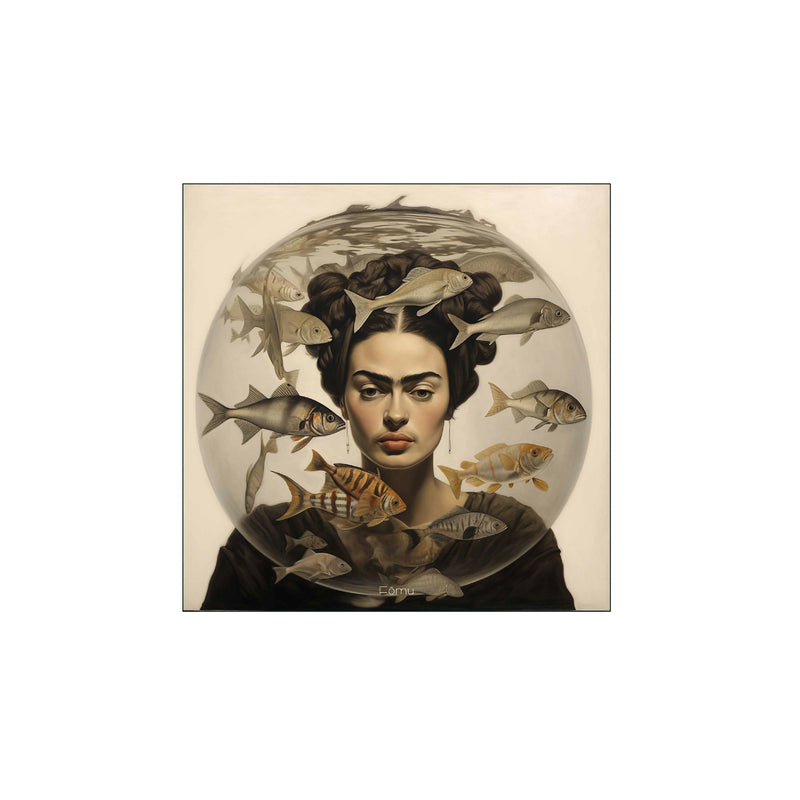 Frida Kahlo Glassbowl Fish — Art print by Fōmu illustrations from Poster & Frame