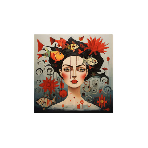 Frida Kahlo Red Fishes — Art print by Fōmu illustrations from Poster & Frame