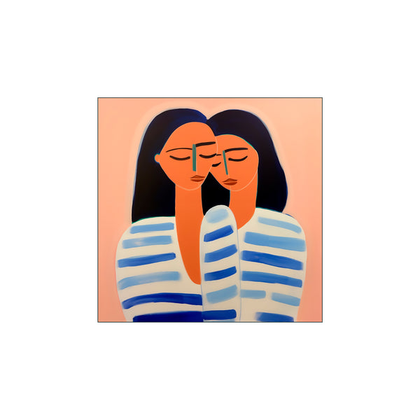 Sisters in Blue Stripes — Art print by Fōmu illustrations from Poster & Frame