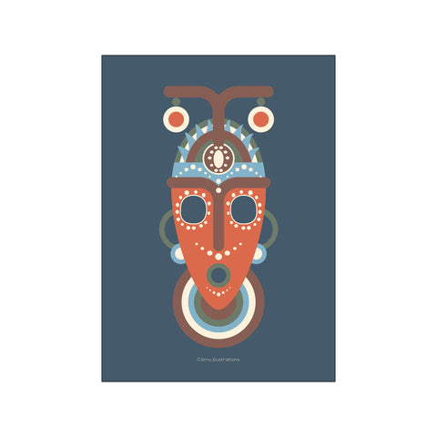 African mask - blue — Art print by Fōmu illustrations from Poster & Frame