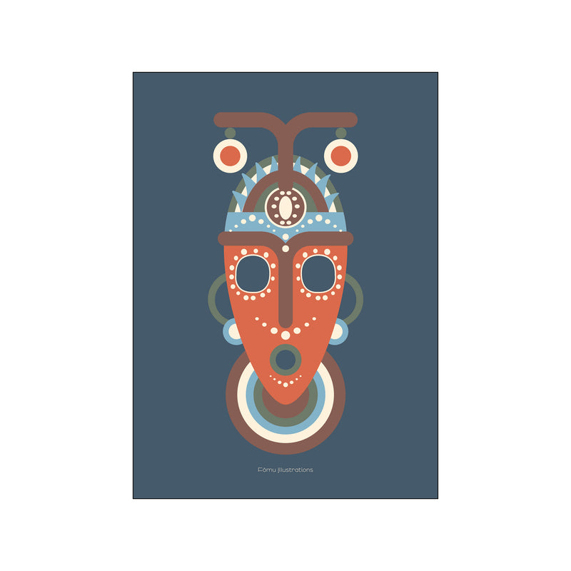 African mask - blue — Art print by Fōmu illustrations from Poster & Frame