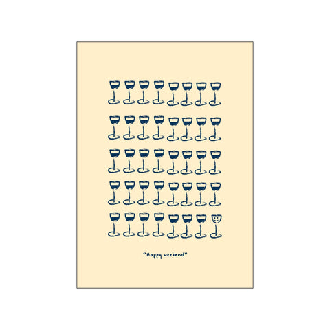 Happyweekend Yellow/Navy — Art print by Life of van Dijk from Poster & Frame