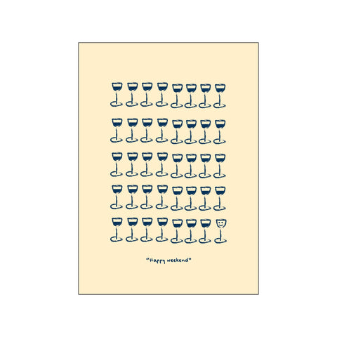 Happyweekend Yellow/Navy — Art print by Life of van Dijk from Poster & Frame