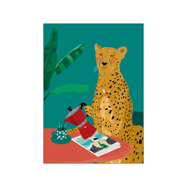 Cheetah coffee drinker — Art print by Isabela Leão from Poster & Frame
