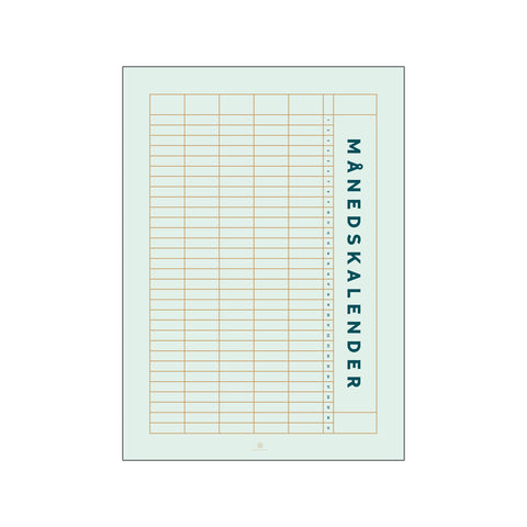 Kragh Månedskalender - Green, 5 column — Art print by Poster Family from Poster & Frame