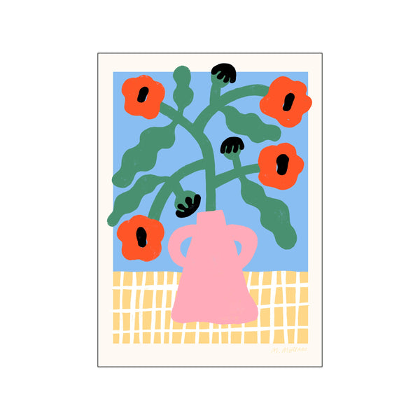 Red Poppies in Pink Vase — Art print by The Poster Club x Madelen Möllard from Poster & Frame