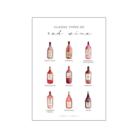 Classic red wines — Art print by Nicoline Victoria from Poster & Frame