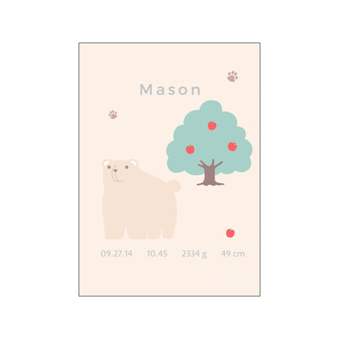 Birth poster, Bear — Art print by Nordic Simply from Poster & Frame