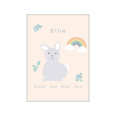 Birth poster, Rabbit — Art print by Nordic Simply from Poster & Frame