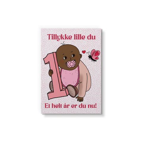 Baby pige - Mørk, 1 år - Art Card