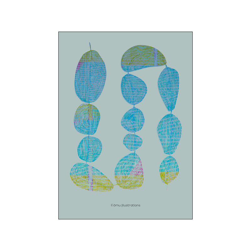 Perler på snor, blå — Art print by Fōmu illustrations from Poster & Frame