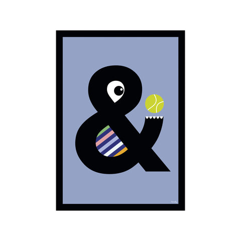 Playful letter & - blue — Art print by Pincely from Poster & Frame