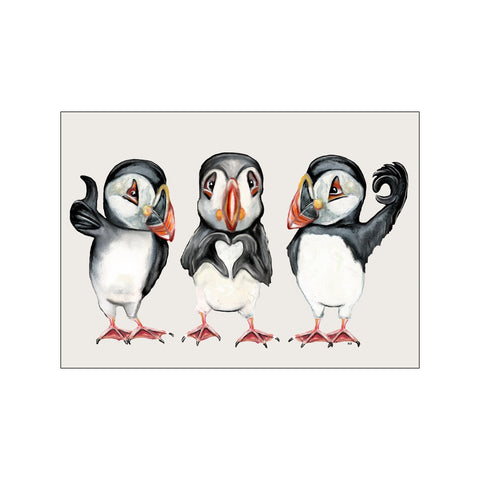 Puffins med håndtegn — Art print by Svenningsen Møller Design from Poster & Frame