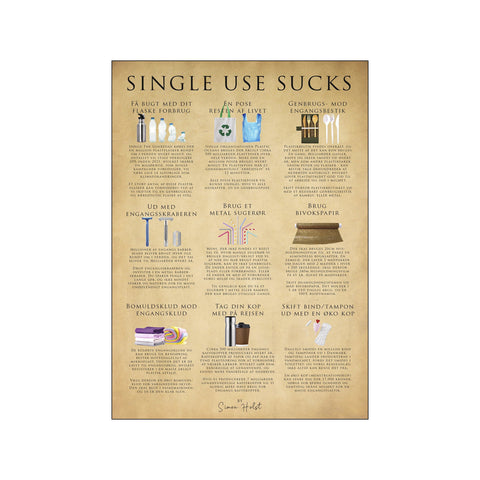 Single use sucks, papir — Art print by Simon Holst from Poster & Frame