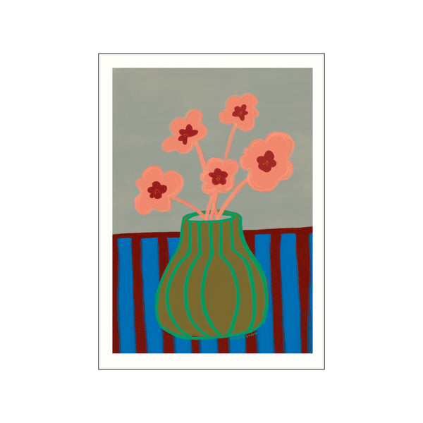 Striped Vase with Pink Flowers — Art print by Engberg Studio from Poster & Frame
