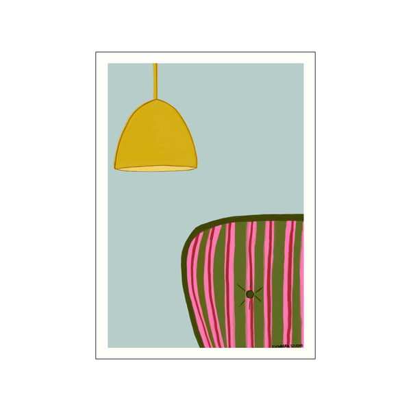 Striped Couch with a Yellow Lamp — Art print by Engberg Studio from Poster & Frame