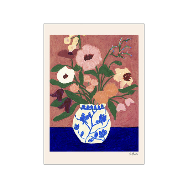 Flowers on Blue Table — Art print by The Poster Club x Carla Llanos from Poster & Frame