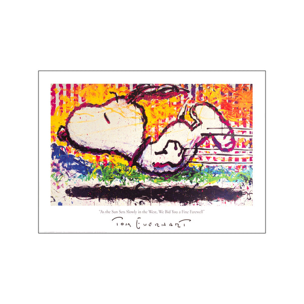 Snoopy - As the Sun Sets Slowly in the West, We Bid You a Fine Farewell — Art print by Tom Everhart from Poster & Frame