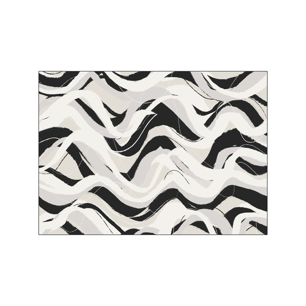 White Black Waves Pattern Square — Art print by Treechild from Poster & Frame