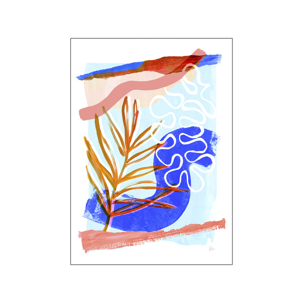 Blue and Orange Abstract Leaf Collage 2 — Art print by Violet Print House from Poster & Frame
