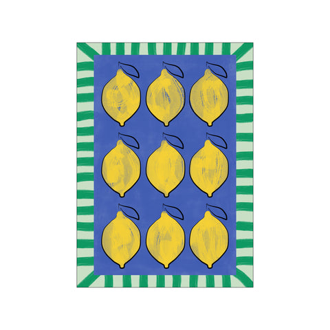 Vibrant Yellow Lemons on a Deep Blue — Art print by Affordable Art Prints x Elena Ristova from Poster & Frame