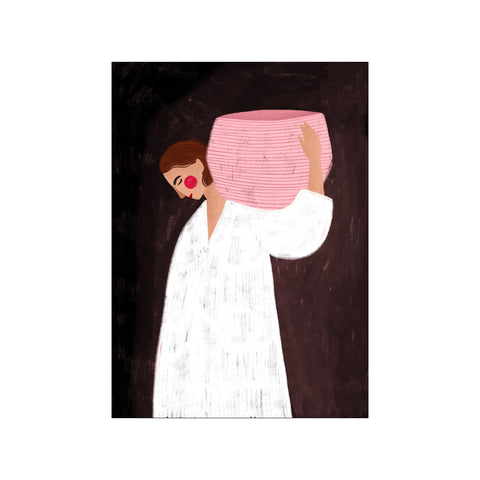 The Woman with the Pink Basket — Art print by Bea Muller from Poster & Frame
