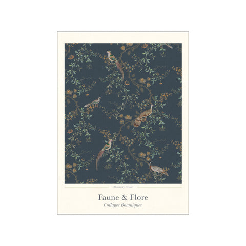 Midnight Chinoiserie Birds and blossom — Art print by Bloomery Decor from Poster & Frame