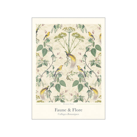Vintage Spring flower garden & birds — Art print by Bloomery Decor from Poster & Frame