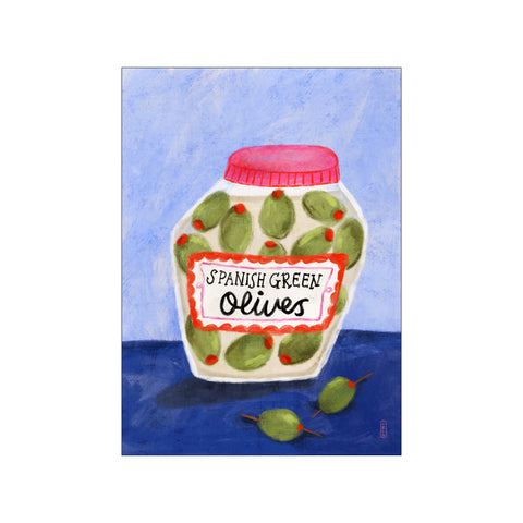 A Jar of Green Olives from Spain Food Illustration — Art print by Dirkie Nell from Poster & Frame