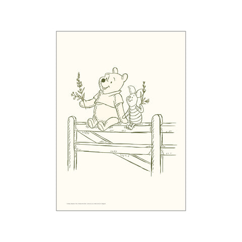 Winnie the Pooh & Piglet on Fence — Art print by Disney from Poster & Frame