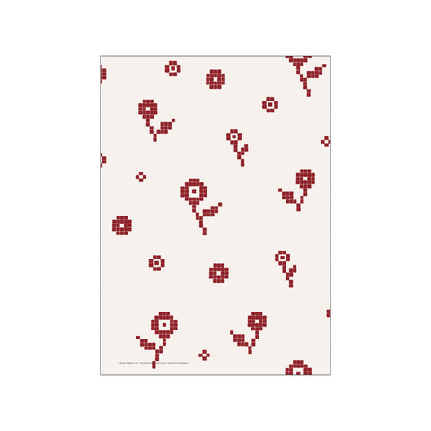 Red Floral Pixel Pattern — Art print by Disney from Poster & Frame