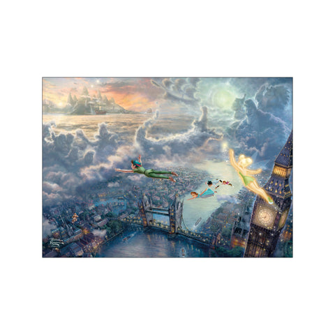 Disney - Tinker Bell and Peter Pan Fly to Never Land — Art print by Disney x Thomas Kinkade from Poster & Frame