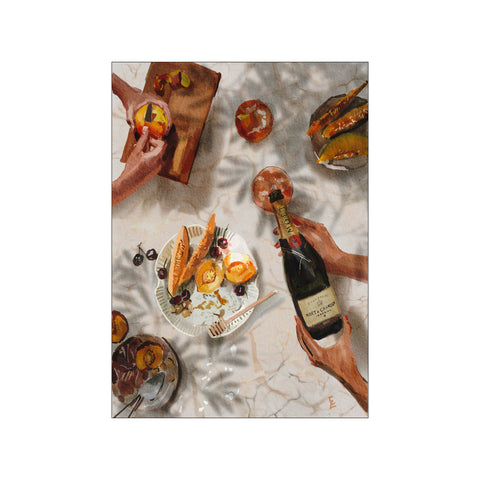 Champagne and peaches — Art print by Ekaterina Zagorska from Poster & Frame