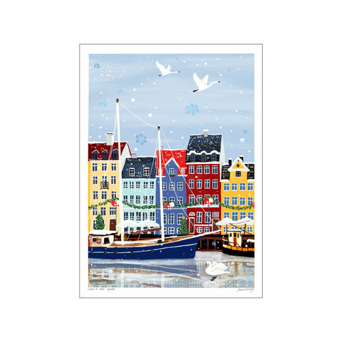 Swans in Snow - Nyhavn — Art print by Emma Forsberg from Poster & Frame