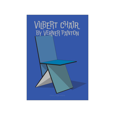 Vilbert Chair by Verner Panton Blue — Art print by Fōmu illustrations from Poster & Frame