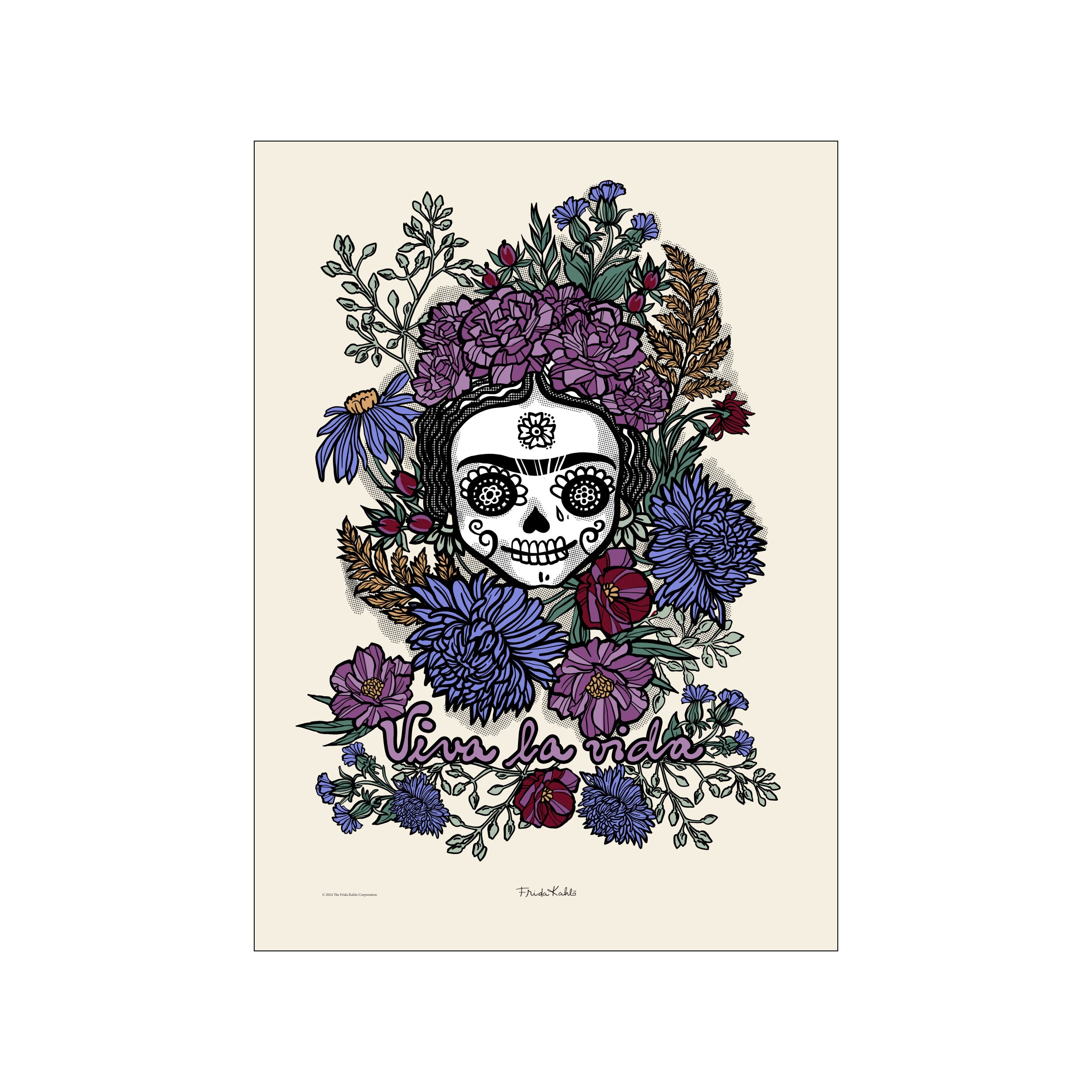 Skull & Blue Flower License Plate Cover - 6x12 Inch Aluminum, Waterproof Decorative Plate For Car Truck SUV