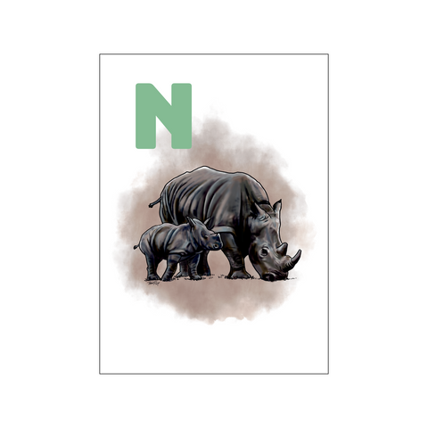 N Grey Næsehorn — Art print by Tinasting from Poster & Frame