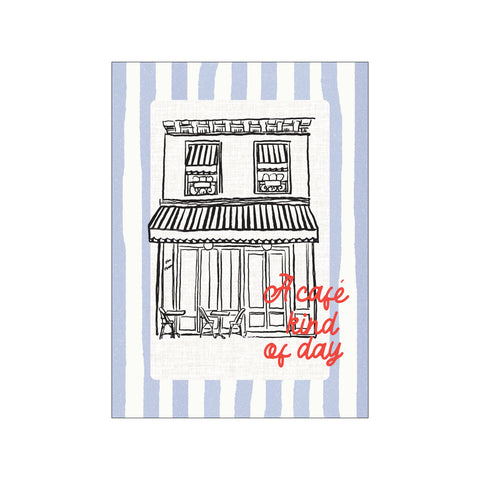 Cafe Kind of Day on Blue Stripes — Art print by Jolly and Dash from Poster & Frame