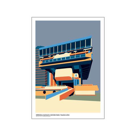 Biblioteca nacional - Blue — Art print by posterHaus from Poster & Frame